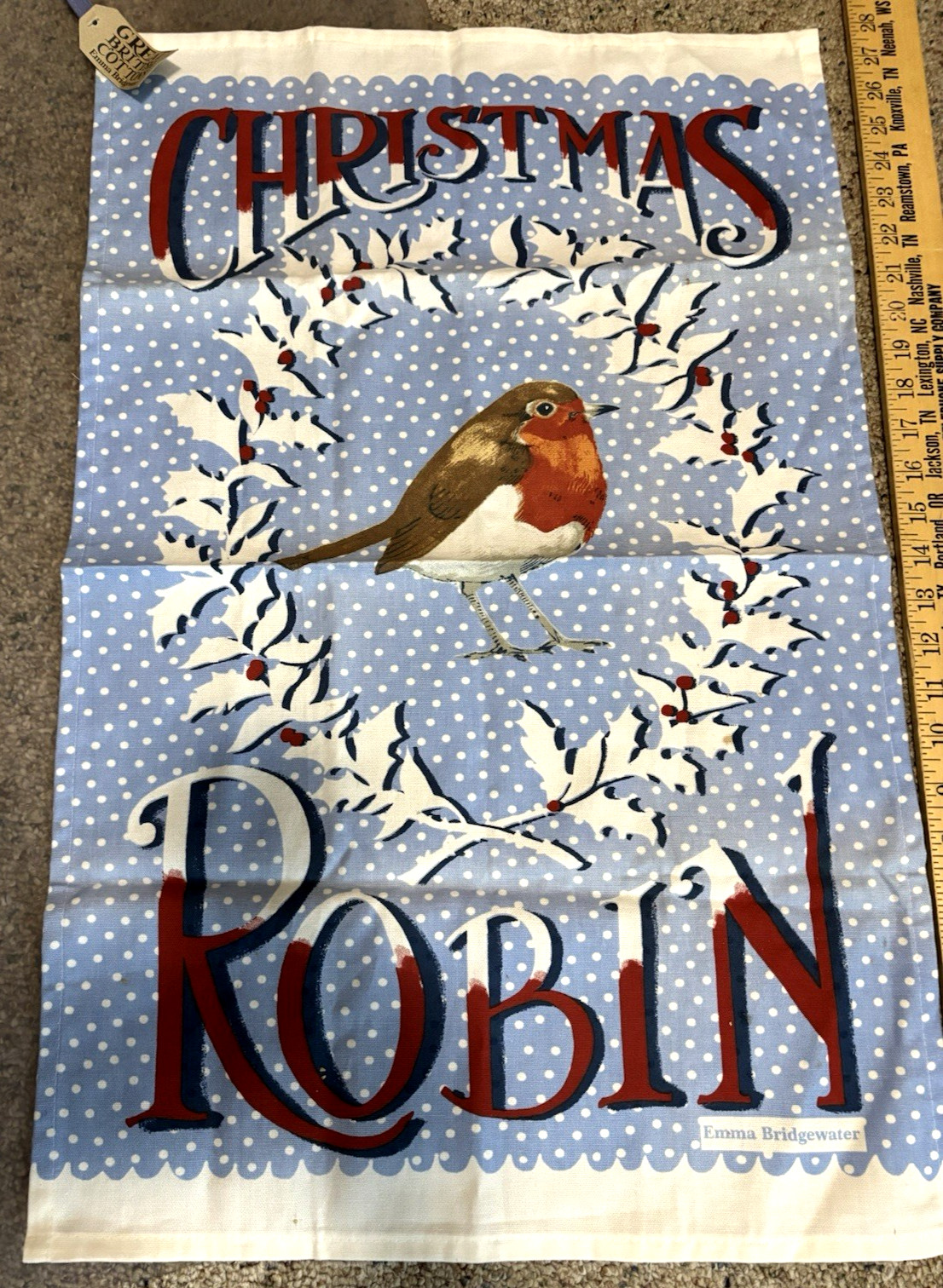 New Emma Bridgewater Tea Towel CHRISTMAS ROBIN Please READ