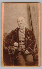 Antique CDV William Shephard Elderly Man Velvet Coat Walking Cane Bridport UK picture
