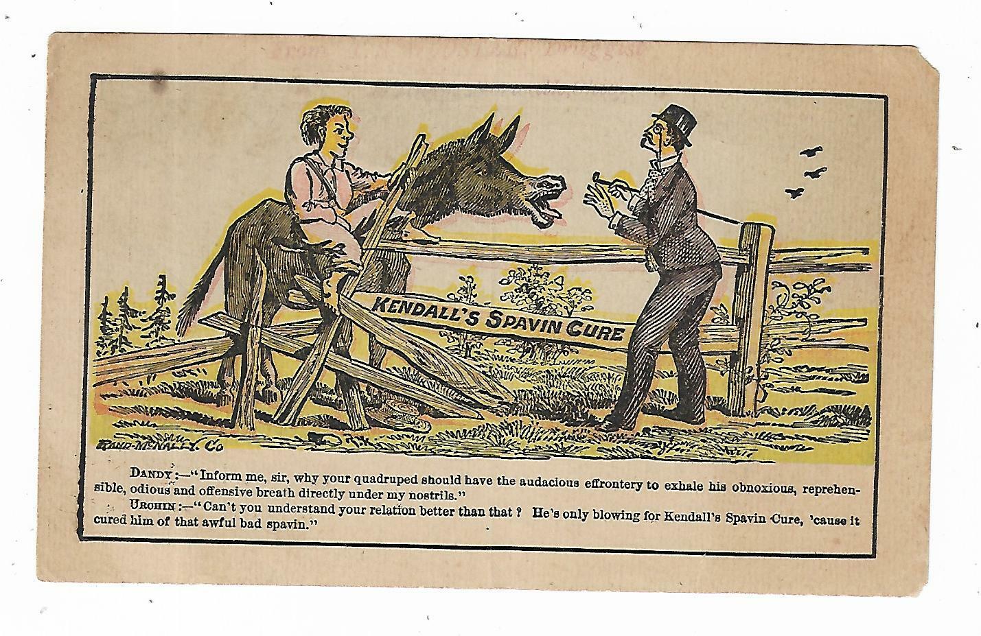 1880's Veterinary VTC Kendall's Spavin Cure Horses Animals Enosburgh Falls VT