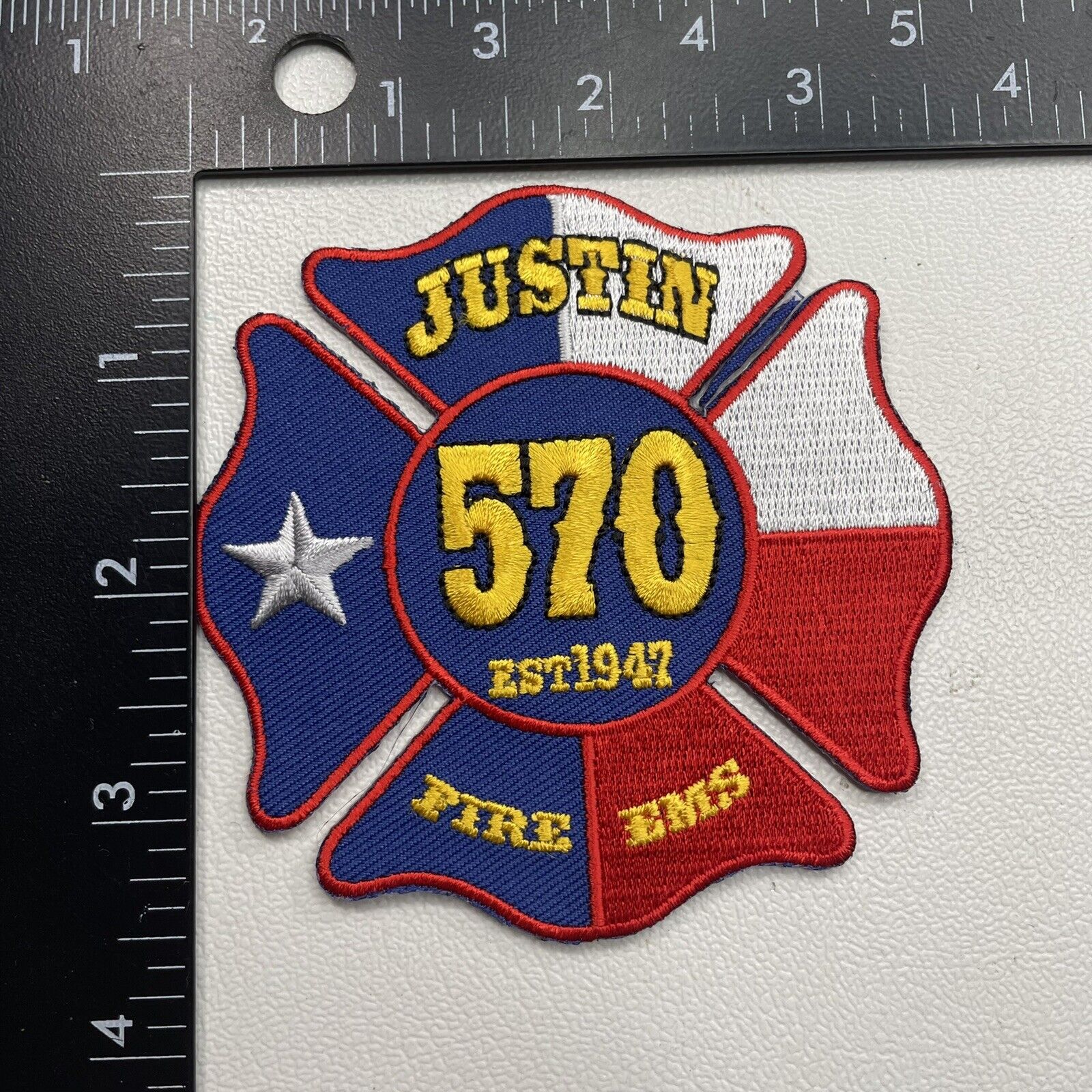 Texas JUSTIN 570 Fire Department Patch O29P