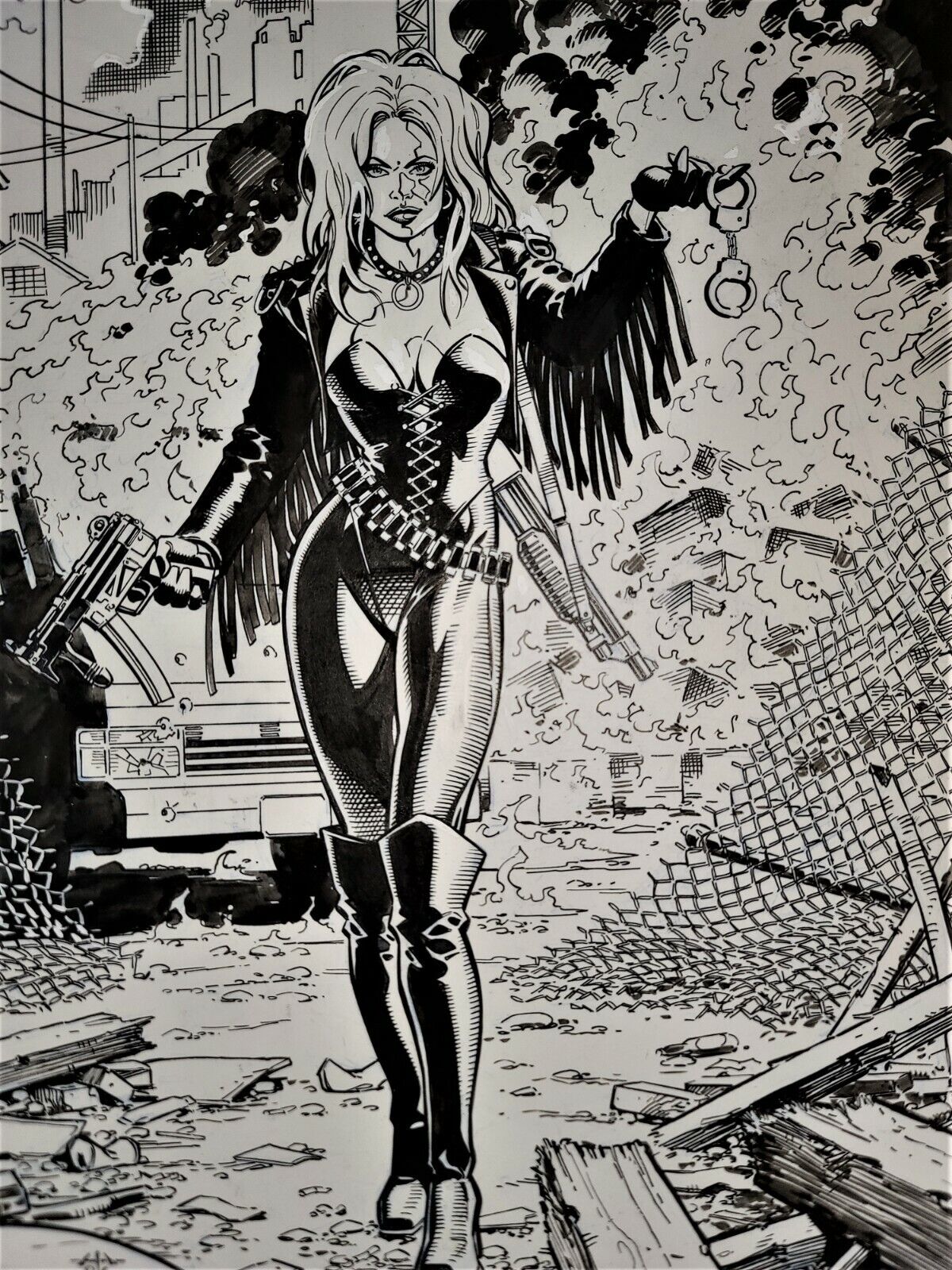 Chris Warner BARB WIRE  Ace of Spades  1996 issue 1 ORIGINAL Cover ART 