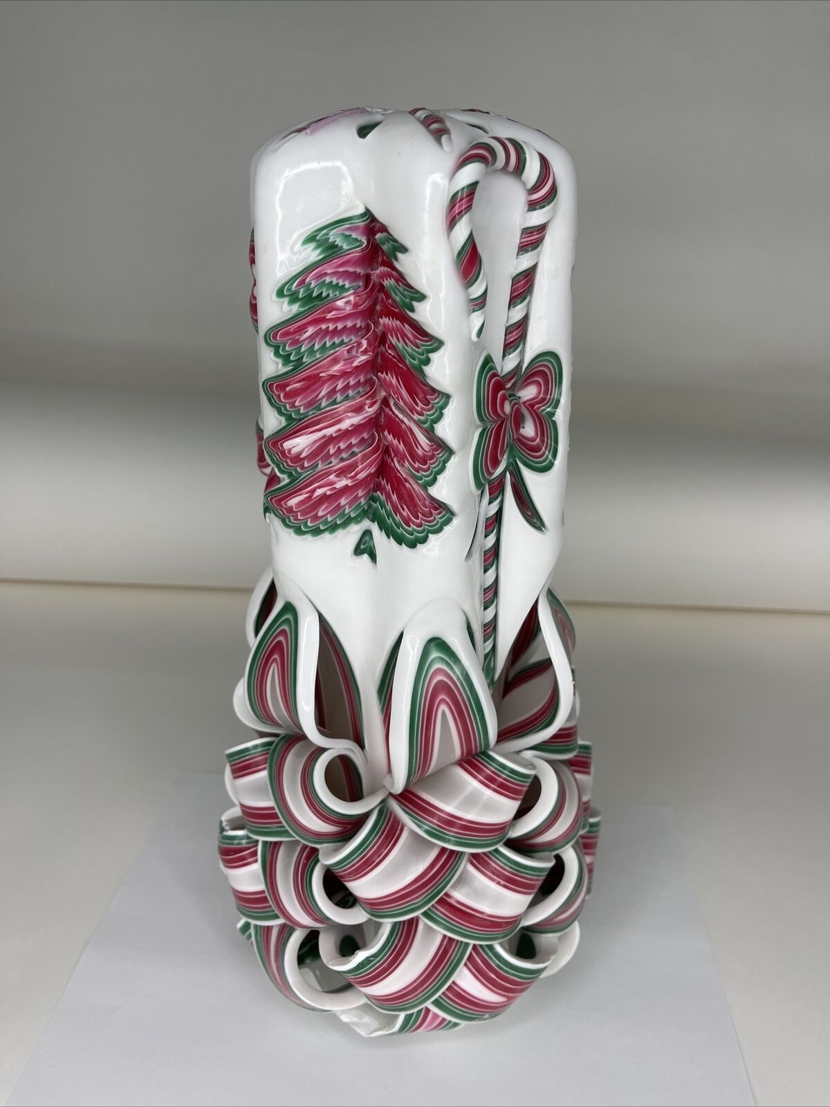 Holland Candles Christmas Candy Cane  Angel Tree Bow Holiday 14 Inch Tall