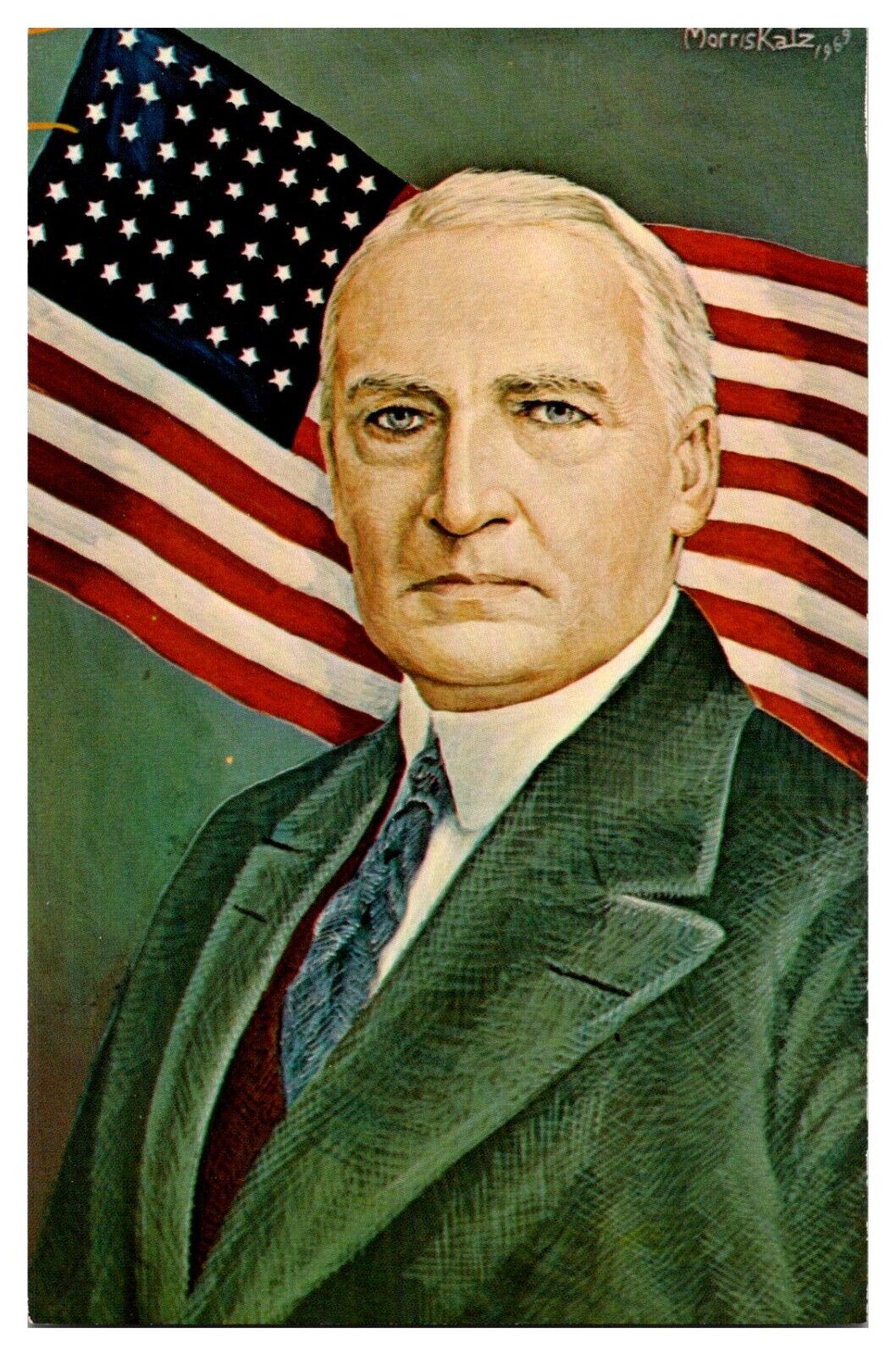 Vintage Postcard Warren Harding 29th US President Morris Katz, Chrome, Divided