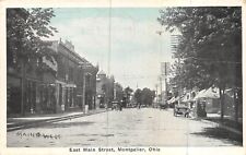 Main Street Montpelier, Ohio, 1921 - electrical poles, cars, buildings -POSTCARD picture