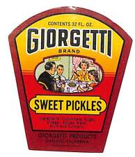Giorgetti Sweet Pickles Paper Label Oakland, CA NOS VGC Scarce Family Dinner picture