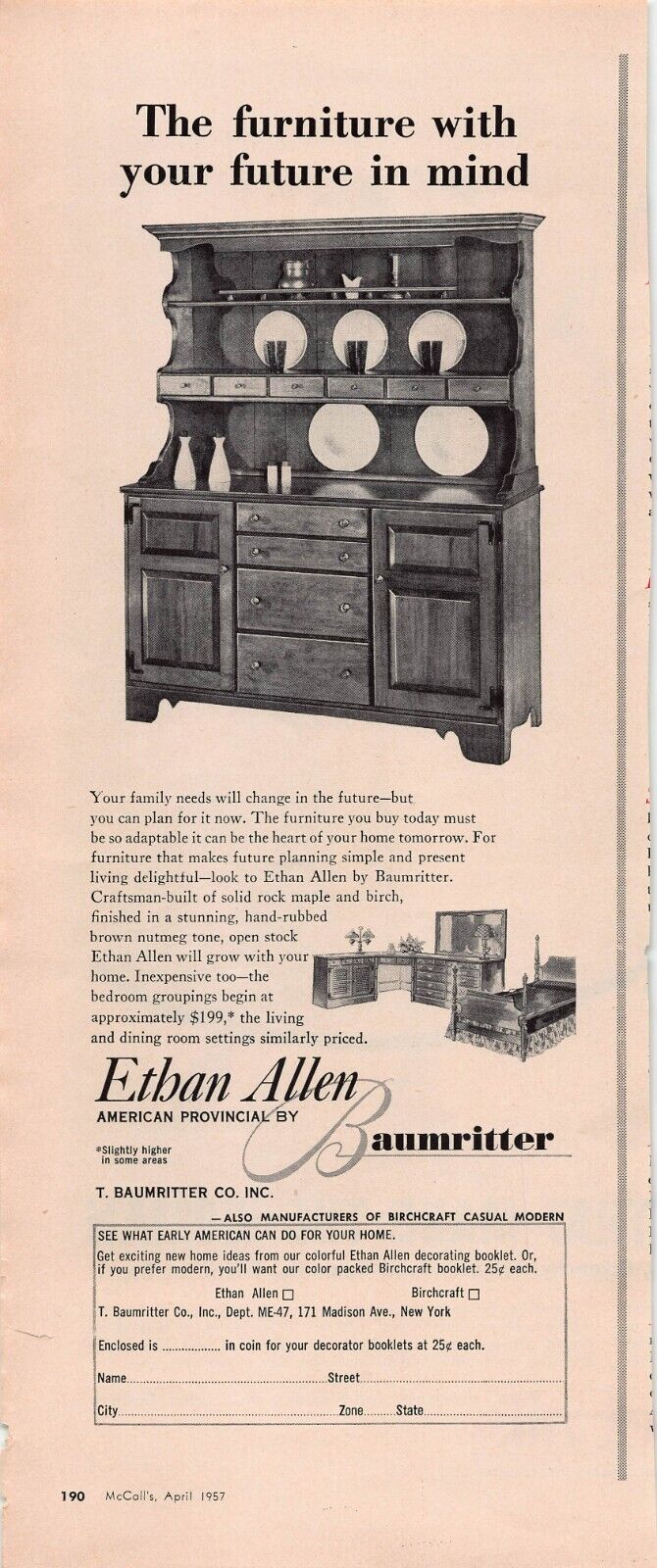 Ethan Allen China Hutch Cabinet Furniture Kitchen Vtg Print Ad Magazine 1957