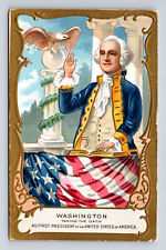George Washington Gold Border Taking The Oath of Office Postcard picture