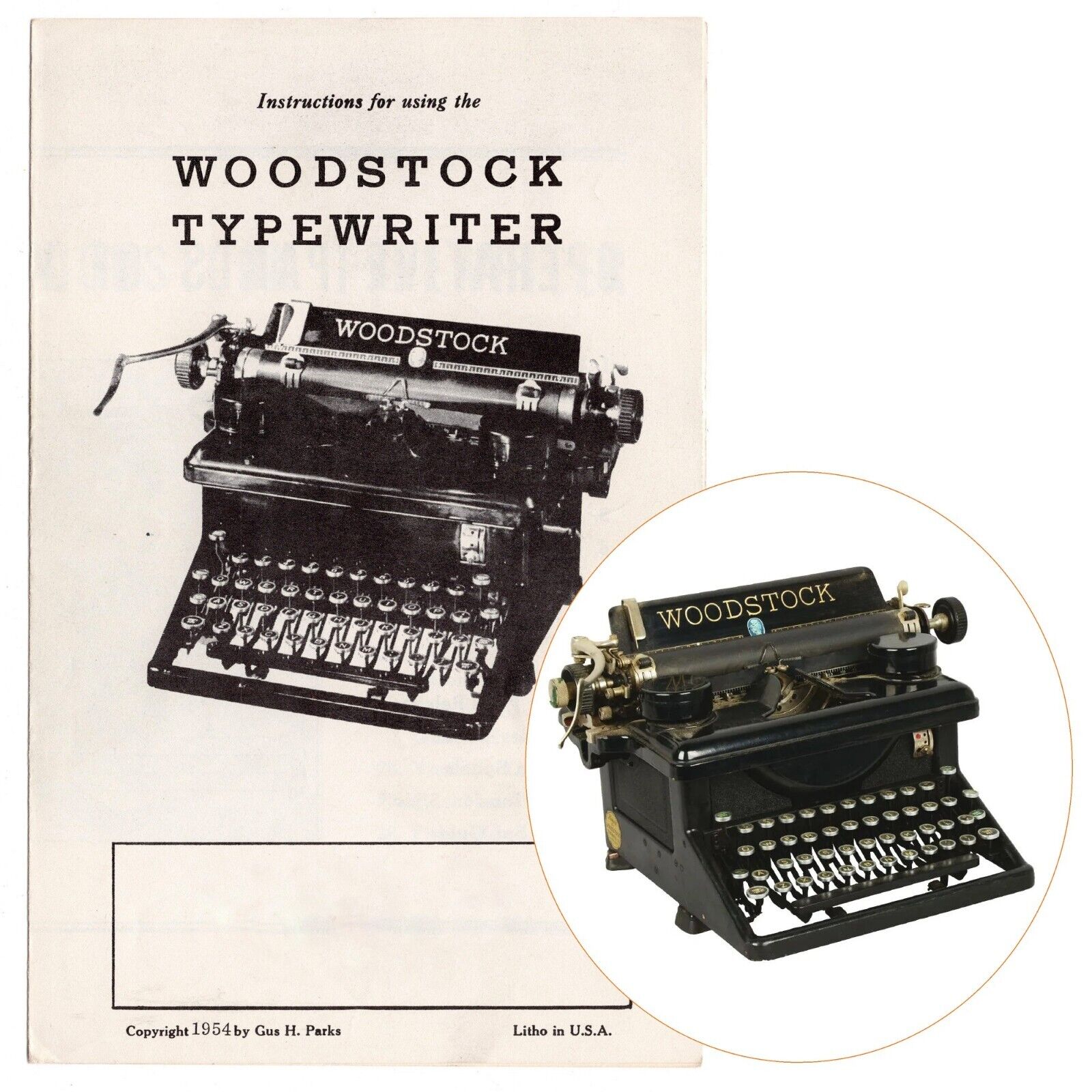 Woodstock No.5 & 5N ENCLOSED Typewriter Instruction Repro Antique Vtg User
