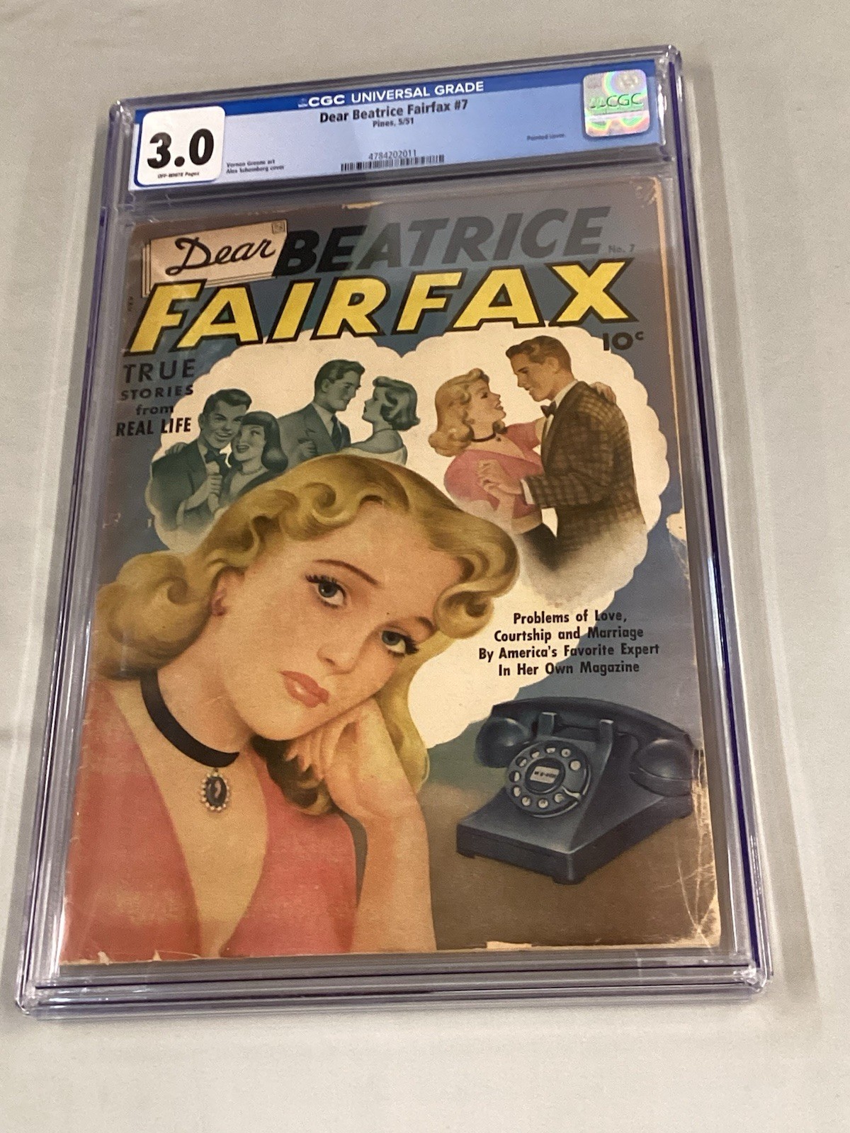 Dear Beatrice Fairfax # 7 CGC 3.0 Pines 1951 Schomburg Painted Cover Dear Beatrice Fairfax # 7 CGC 3.0 Pines 1951 Schomburg Painted Cover