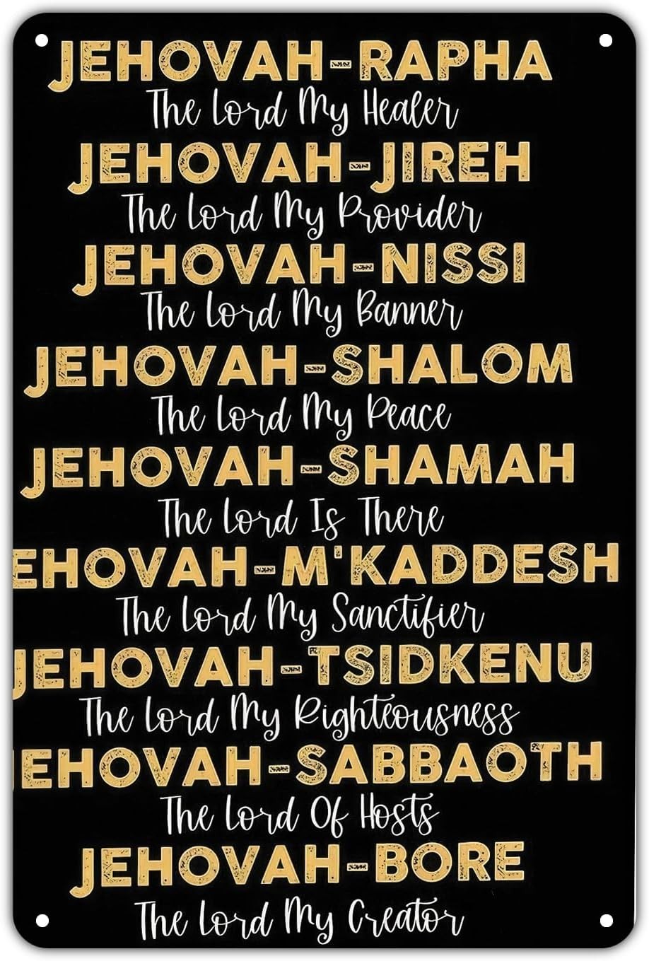 Jehovah Names Vintage Biblical Scripture Tin Metal Signs Home Décor 8x12 Jehovah Names Vintage Biblical Scripture Tin Metal Signs Home Décor 8x12