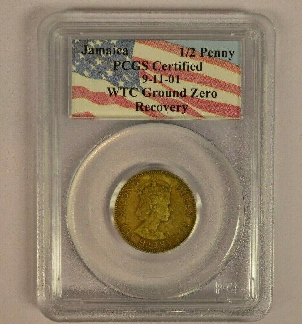 Jamaica 1/2 Penny PCGS 9-11-01 Recovered From The World Trade Center Vaults