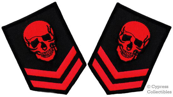 LOT 2 RED SKULL PATCH MILITARY SKELETON MORALE DEATH RANK embroidered iron-on
