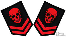 LOT 2 RED SKULL PATCH MILITARY SKELETON MORALE DEATH RANK embroidered iron-on picture