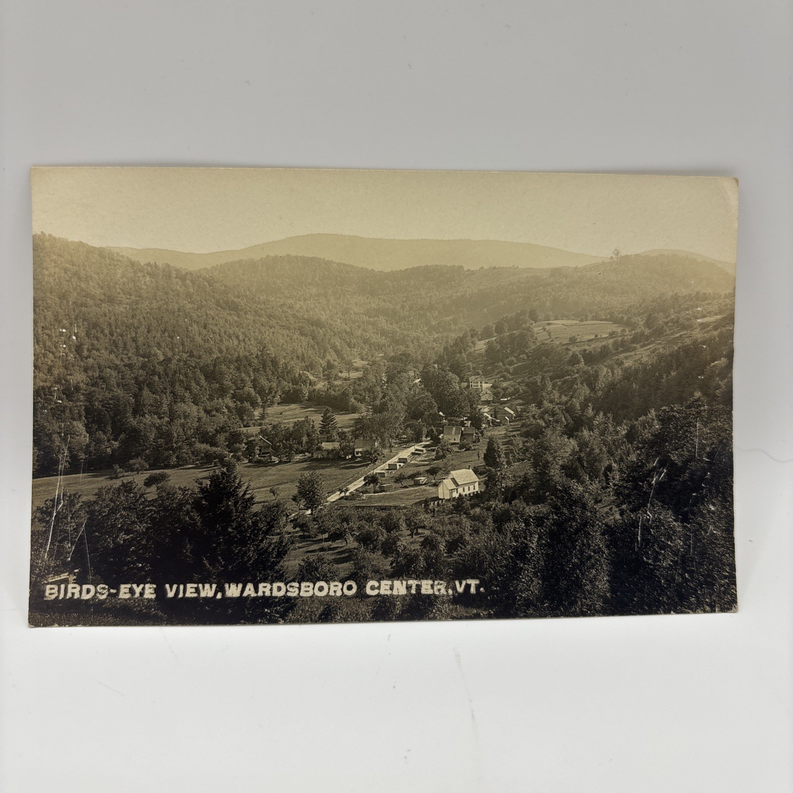 RPPC Postcard Windham Co, Bird’s Eye View, Wardsboro Vermont, VT
