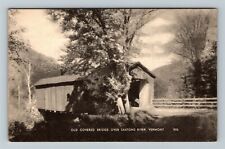 Saxtons River VT-Vermont, Old Covered Bridge, Vintage Postcard picture
