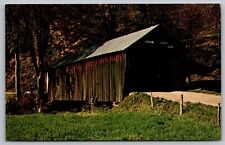 Old Covered Wooden Bridge Cilley Tunbridge Vermont Country Road Vintage Postcard picture