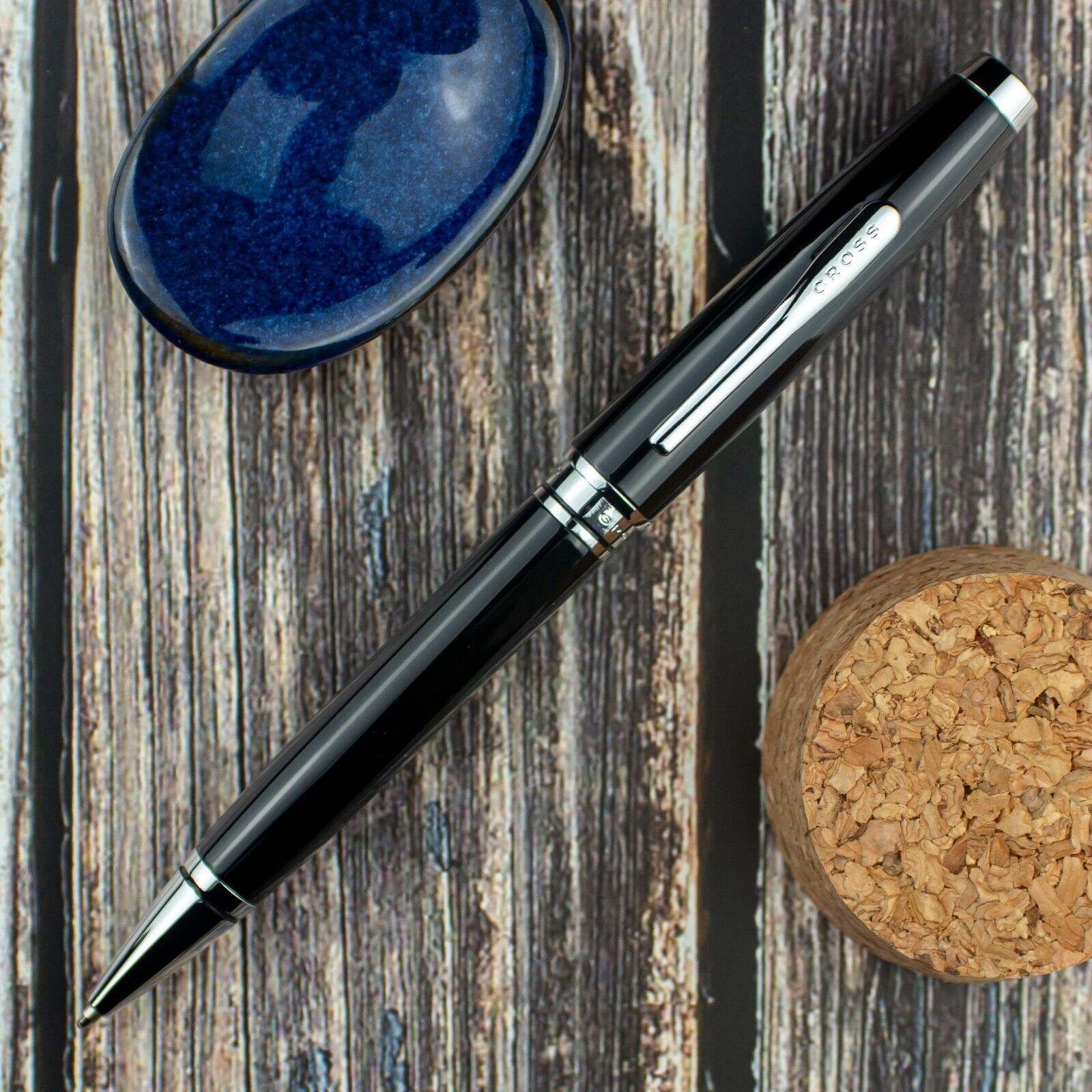Cross Coventry Ballpoint Pen, Black Lacquer & Chrome, Brand New In Box