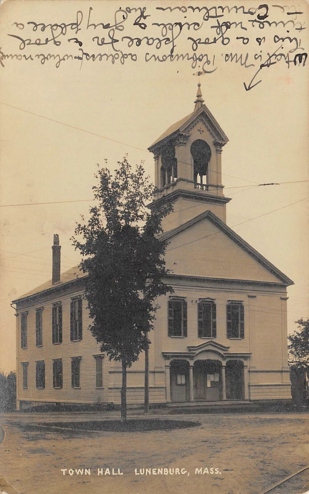 LUNENBURG Massachusetts USA US postcard RPPC Town Hall building 1910