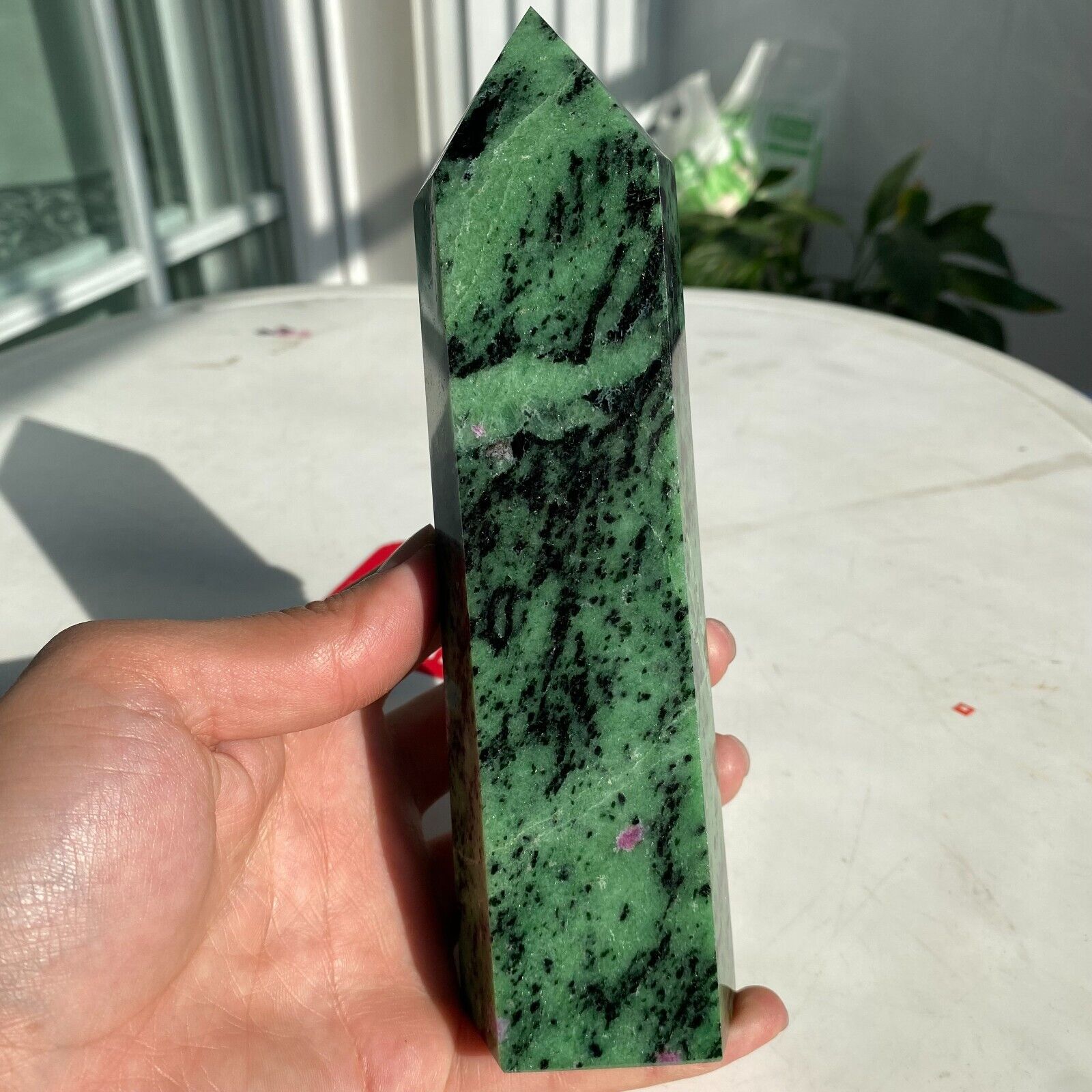 1.85LB Natural Green Ruby Zoisite (anylite) Crystal Quartz Chakra Healing Energy