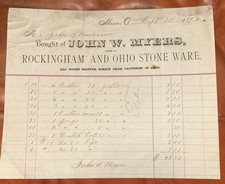 John W Myers Rockingham & Ohio Stoneware 1876 Letterhead Mogadore Centennial picture