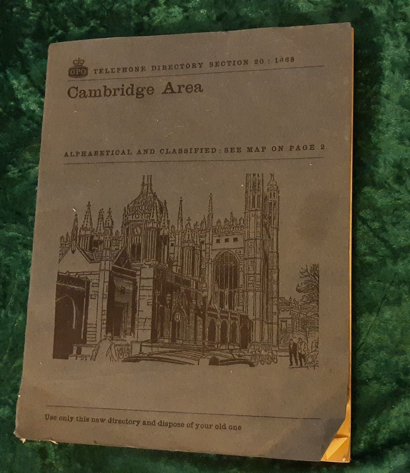 Vintage 1968 English Cambridge Area Section 20 Telephone Book