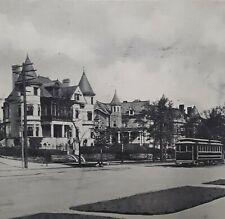 Clinton Avenue and High Street, Newark, NJ Victorian Homes Trolley VTG Postcard picture