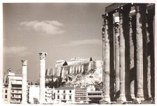 TEMPLE OF OLYMPIAN ZEUS Athens Greece ACROPOLIS in Back B&W Photograph picture