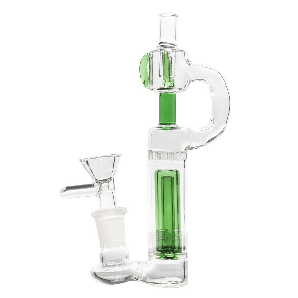Portable Hookah 6inch Green Glass Bong Bubbler Water Smoking Pipe with 14mm Bowl
