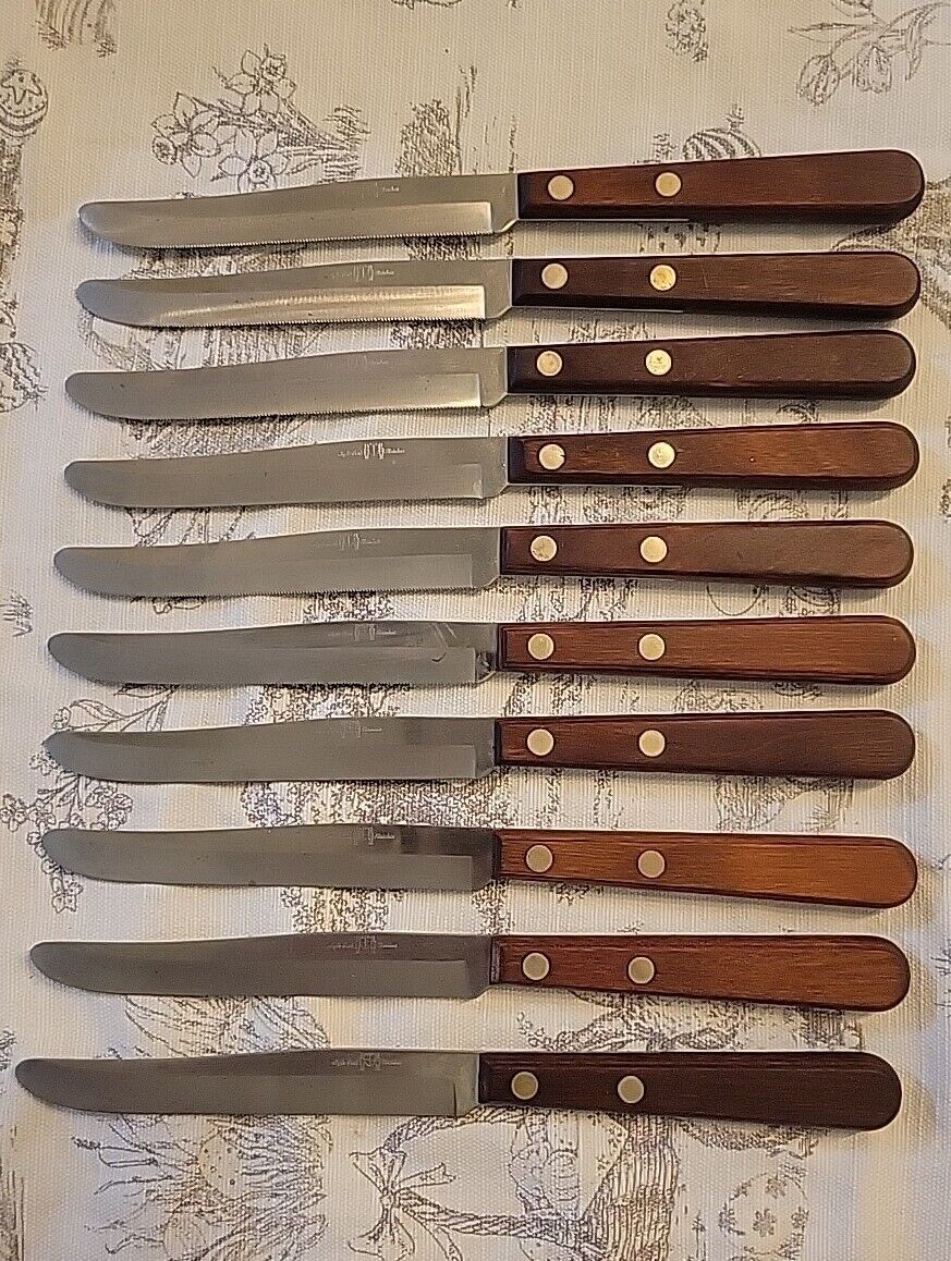 10 Vintage Hyde Park Stainless Serrated Table Knives