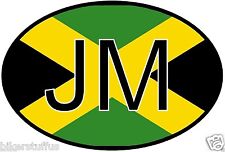 JM JAMAICA COUNTRY CODE OVAL WITH FLAG STICKER BUMPER STICKER LAPTOP STICKER  picture