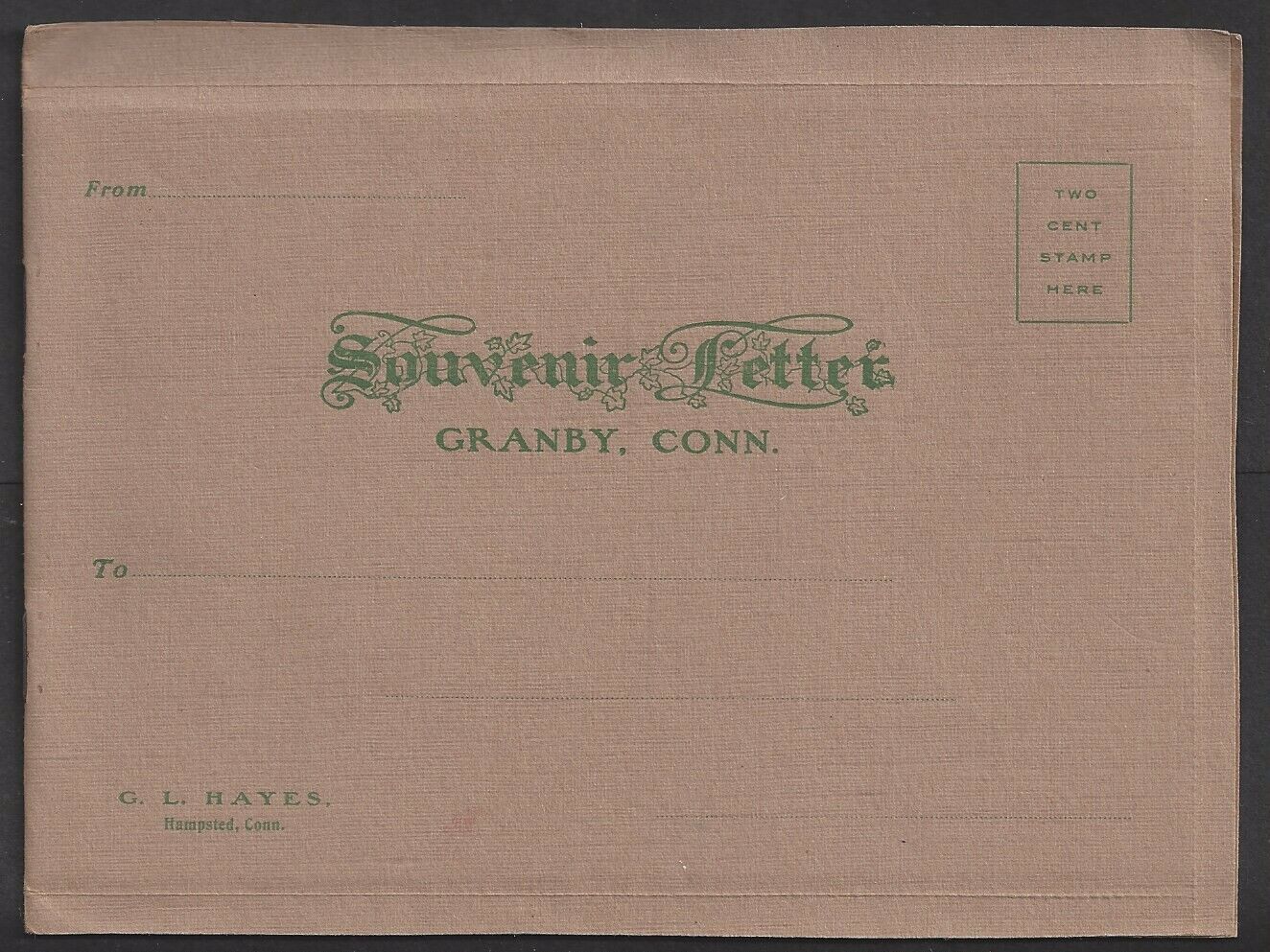 GRANBY, CT ~ SOUVENIR LETTER WITH 8 TOWN VIEWS, DOUGLAS PUB c. 1906-1910