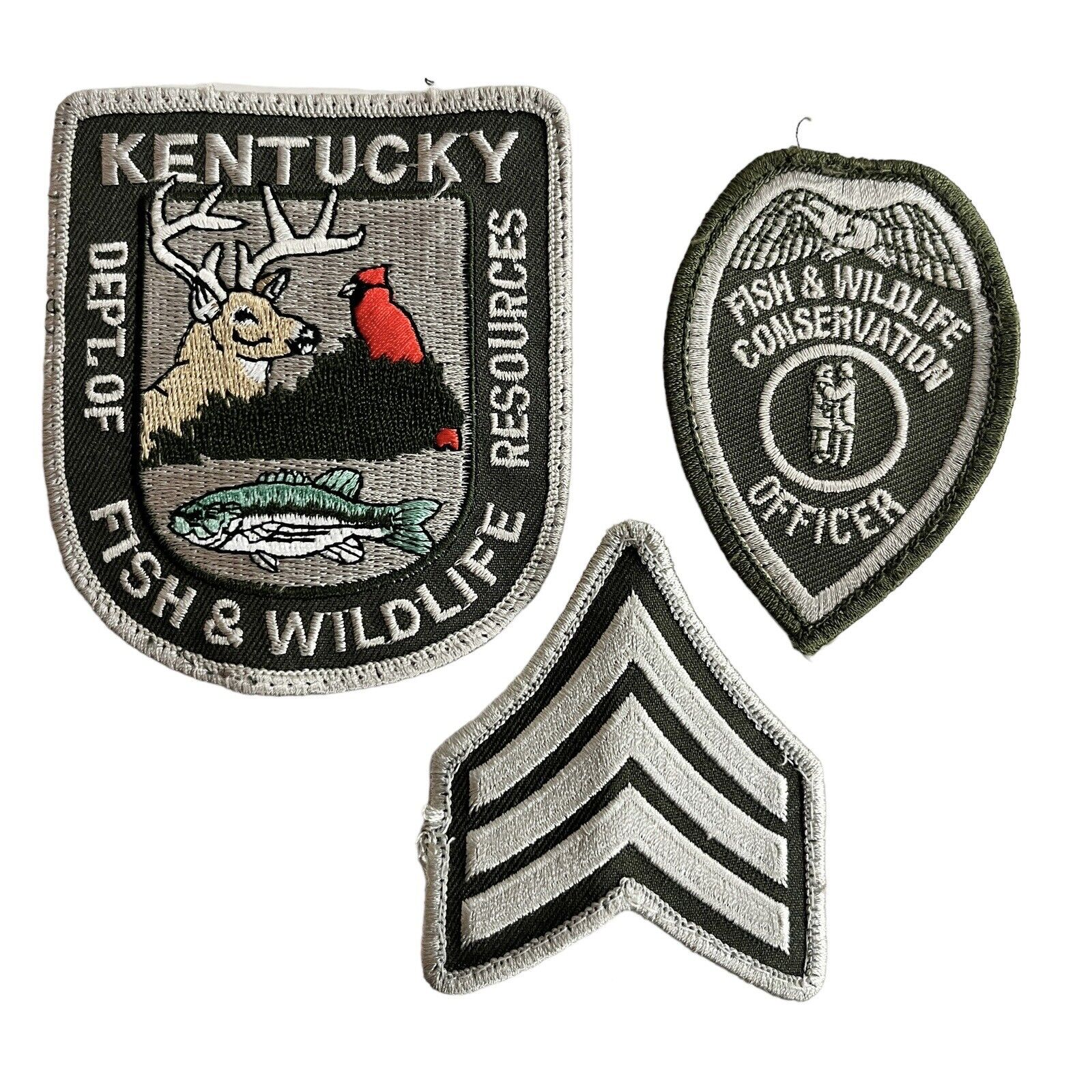 Kentucky Department of Fish & Wildlife Resources Sleeve Patches & Rank LOT OF 3