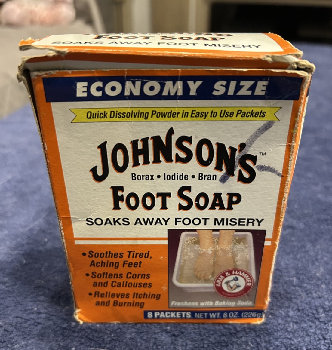 Vintage Johnson’s Foot Soap 7 Packets 1 oz. Each USA Discontinued Powder NOS