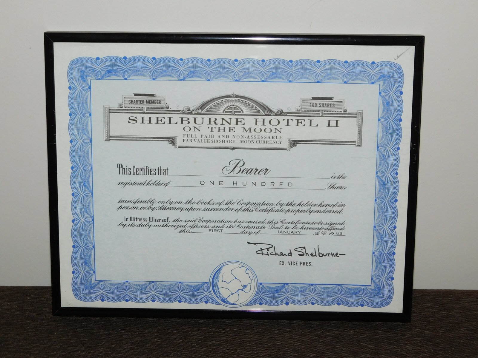 VINTAGE 1963 SHELBURNE HOTEL II ON THE MOON NICELY FRAMED SOUVENIR