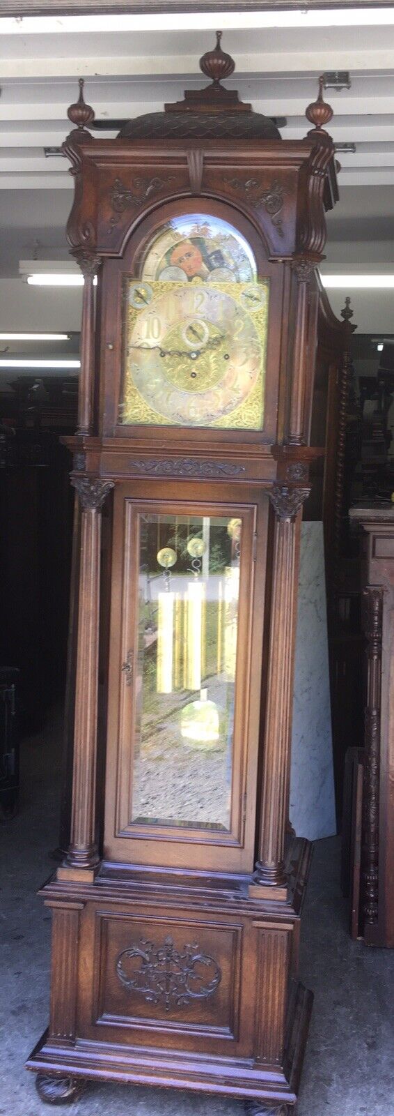 CARVED OAK ELLIOTT GRANDFATHER CLOCK WITH BELLS, WHITTINGTON AND WESTMINSTER