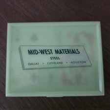 Mid-West Materials Playing Cards Set OS Green Excellent Vintage Steel Promo picture