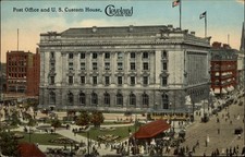 Cleveland Ohio Post Office and Custom House ~ trolley station streetcars ~ 1914 picture