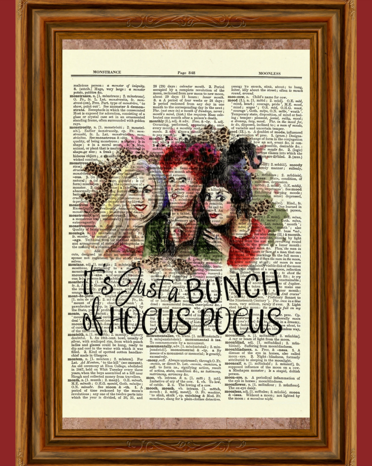 Hocus Pocus Dictionary Art Print Poster Sanderson Winifred Sarah Mary Disney
