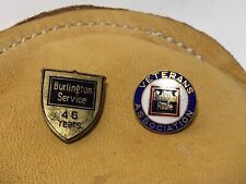 Burlington Route Employee Service Pins, 46 years and Veteran Association  picture