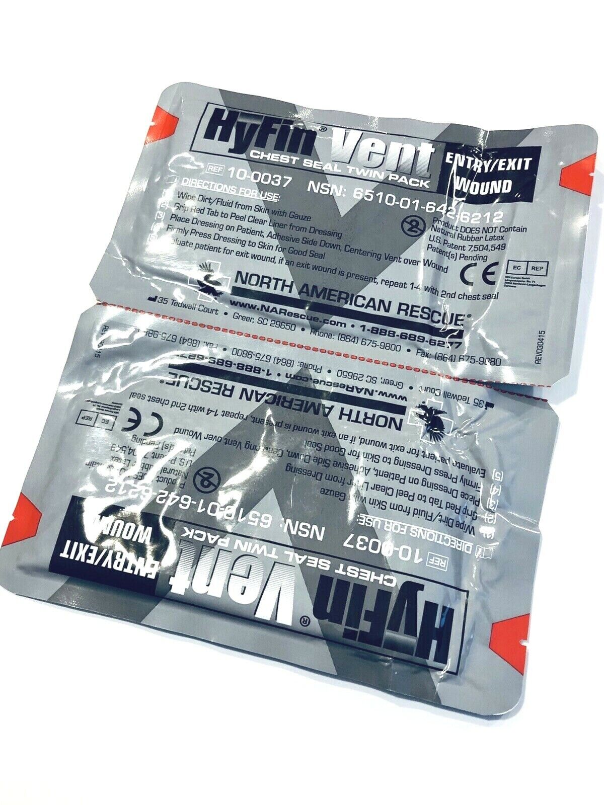 North American Rescue Hyfin Vent Chest Seal Twin Pack New - Exp 2023