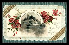 1910  Birthday Best Birthday Wishes Embossed Floral Pond Home Maine Postcard 233 picture