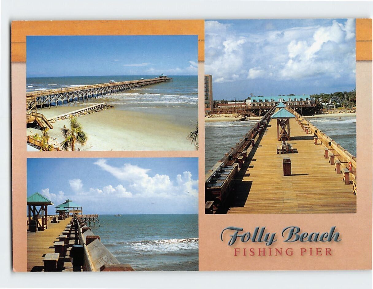 Postcard Folly Beach Fishing Pier Charleston South Carolina USA