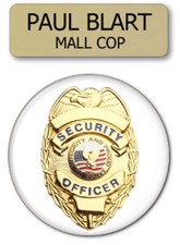 PAUL BLART MALL COP 2 PC NAME BADGE & BUTTON PROP HALLOWEEN COSTUME PIN BACK picture