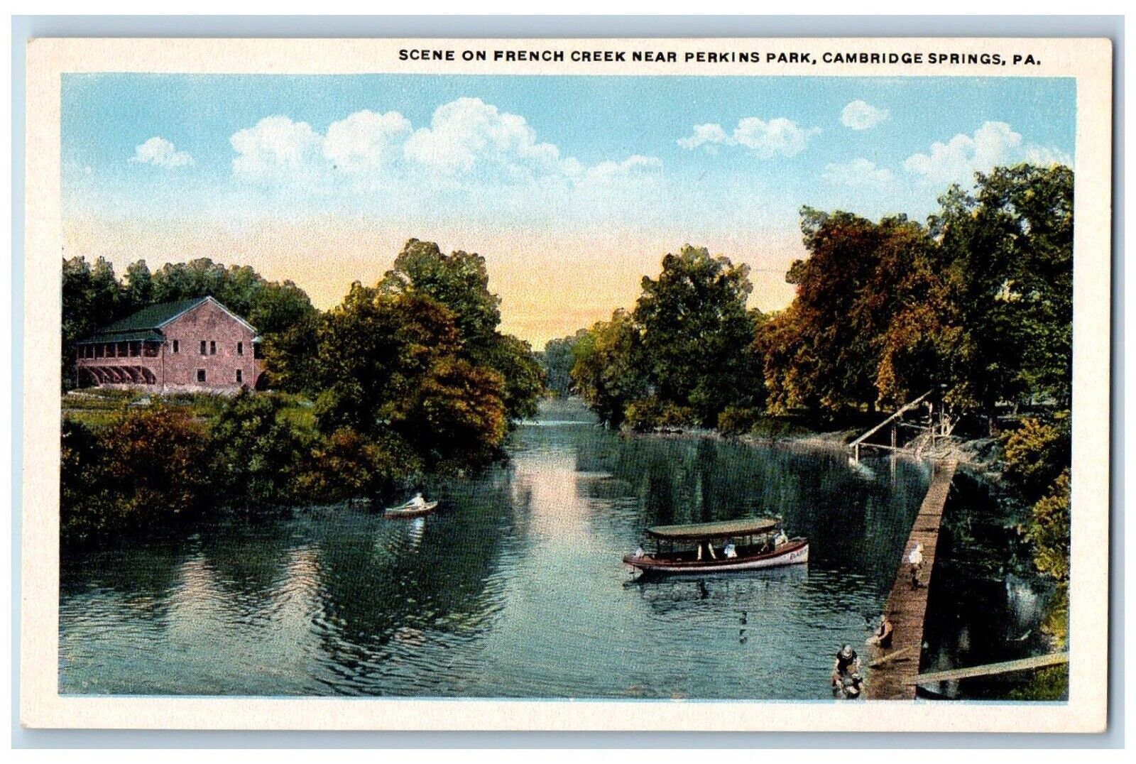 Cambridge Springs Pennsylvania PA Postcard Scene French Creek Near Perkins Park