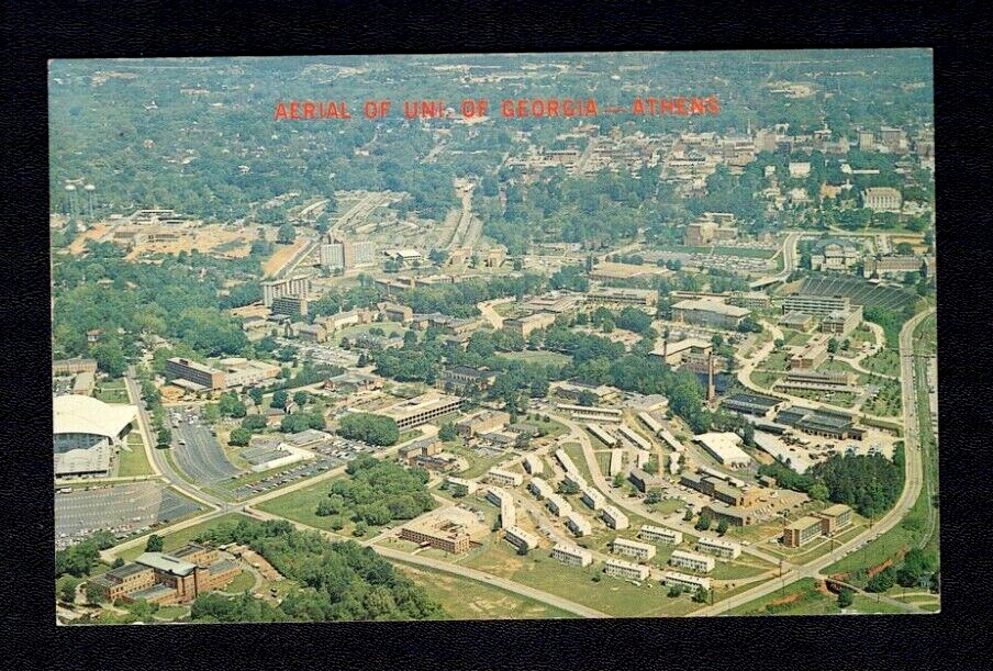 Athens GA Aerial View University of Georgia Vintage Chrome Postcard