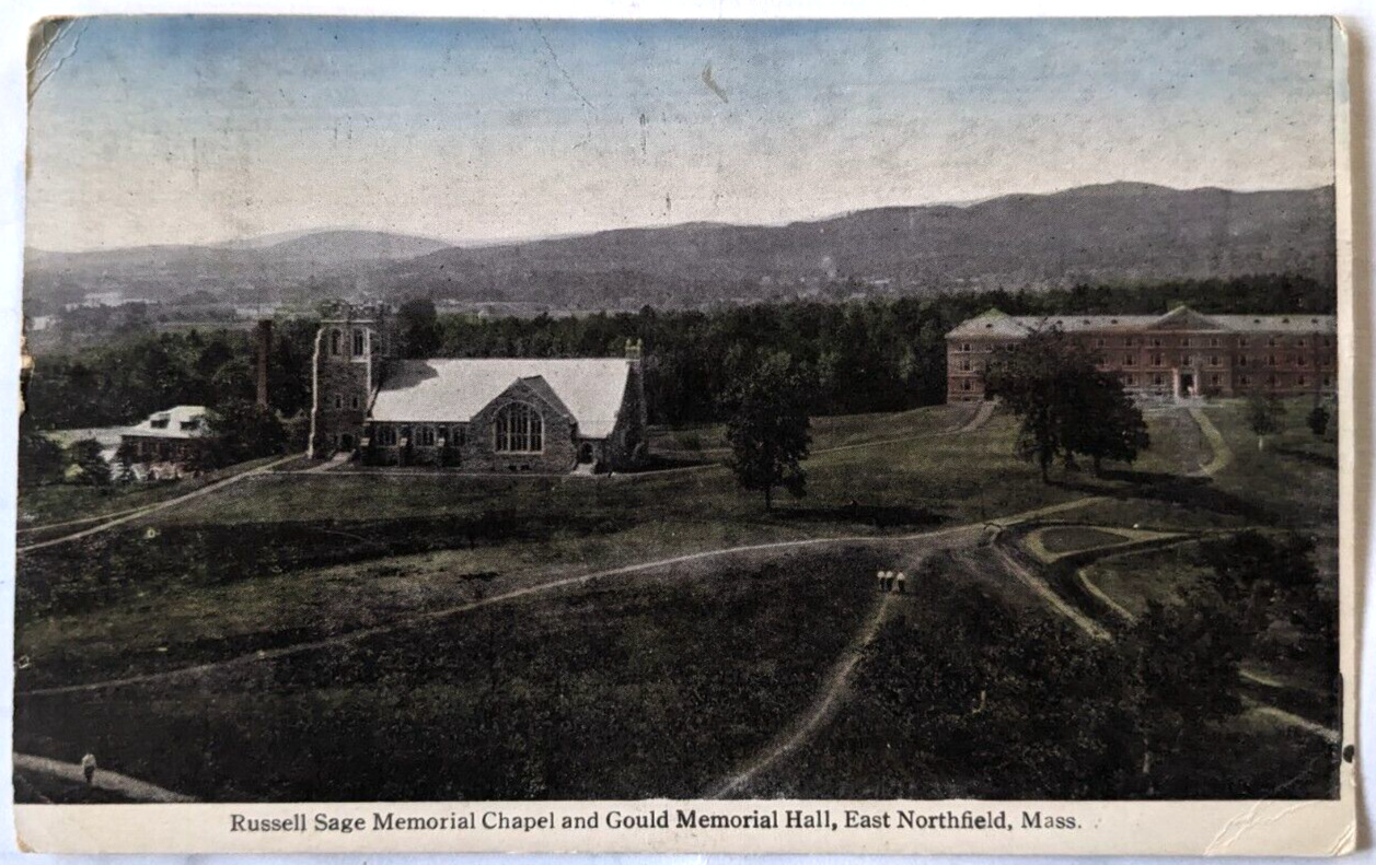 East Northfield MA Mass. Russell Sage Memorial Chapel & Gould Hall VTG Postcard