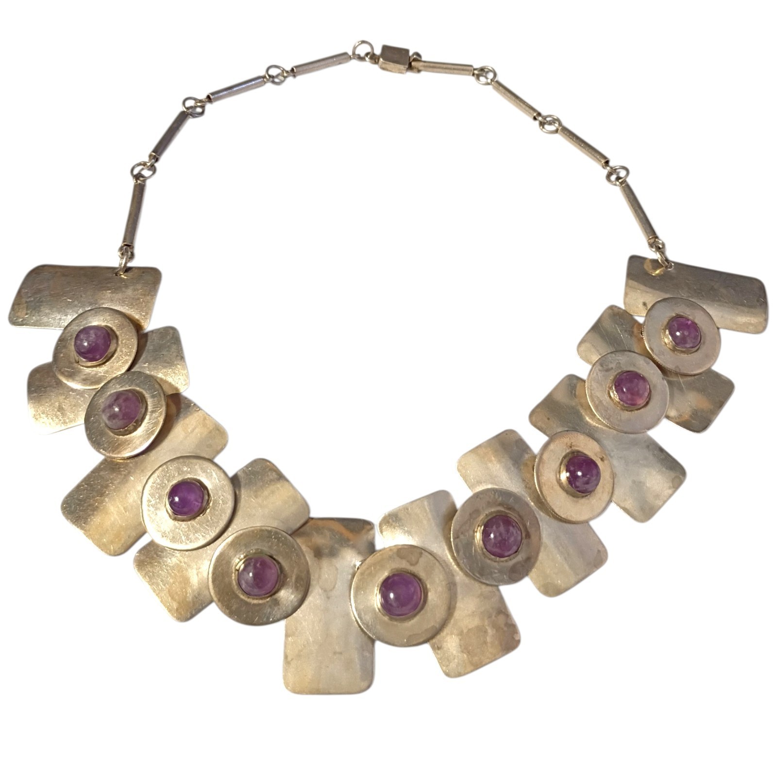 Attributed To Fred Davis Sterling Silver Mexican Amethyst Necklace Attributed To Fred Davis Sterling Silver Mexican Amethyst Necklace