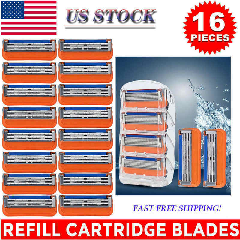 New 16PCS for Gillette Fusion 5-Layer Men\'s Razor Blade Refills Orange