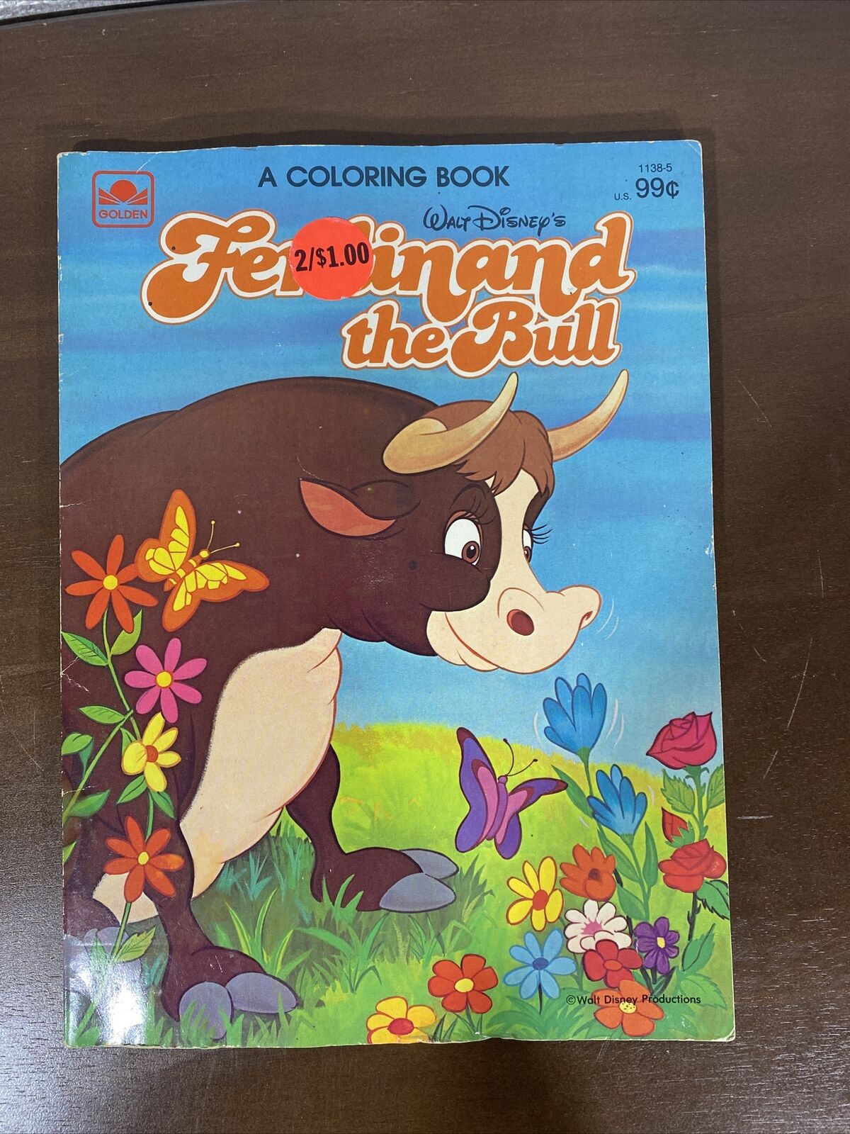 Rare vintage 1983 Ferdinand The Bull Golden Book Coloring Book Walt Disney NOS