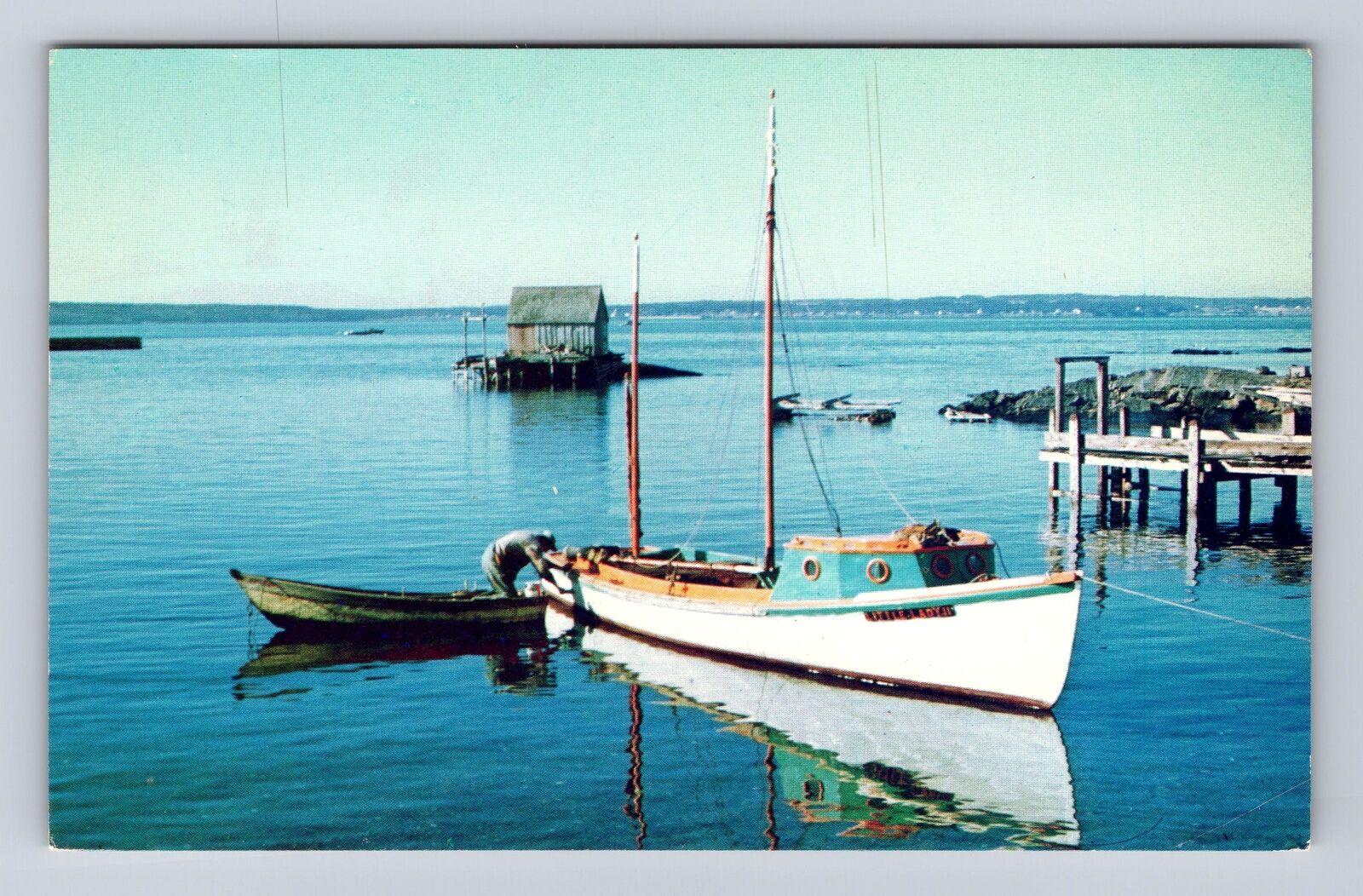 Lunenburg Nova Scotia-Canada, Fisherman's Boat, Antique Vintage Postcard